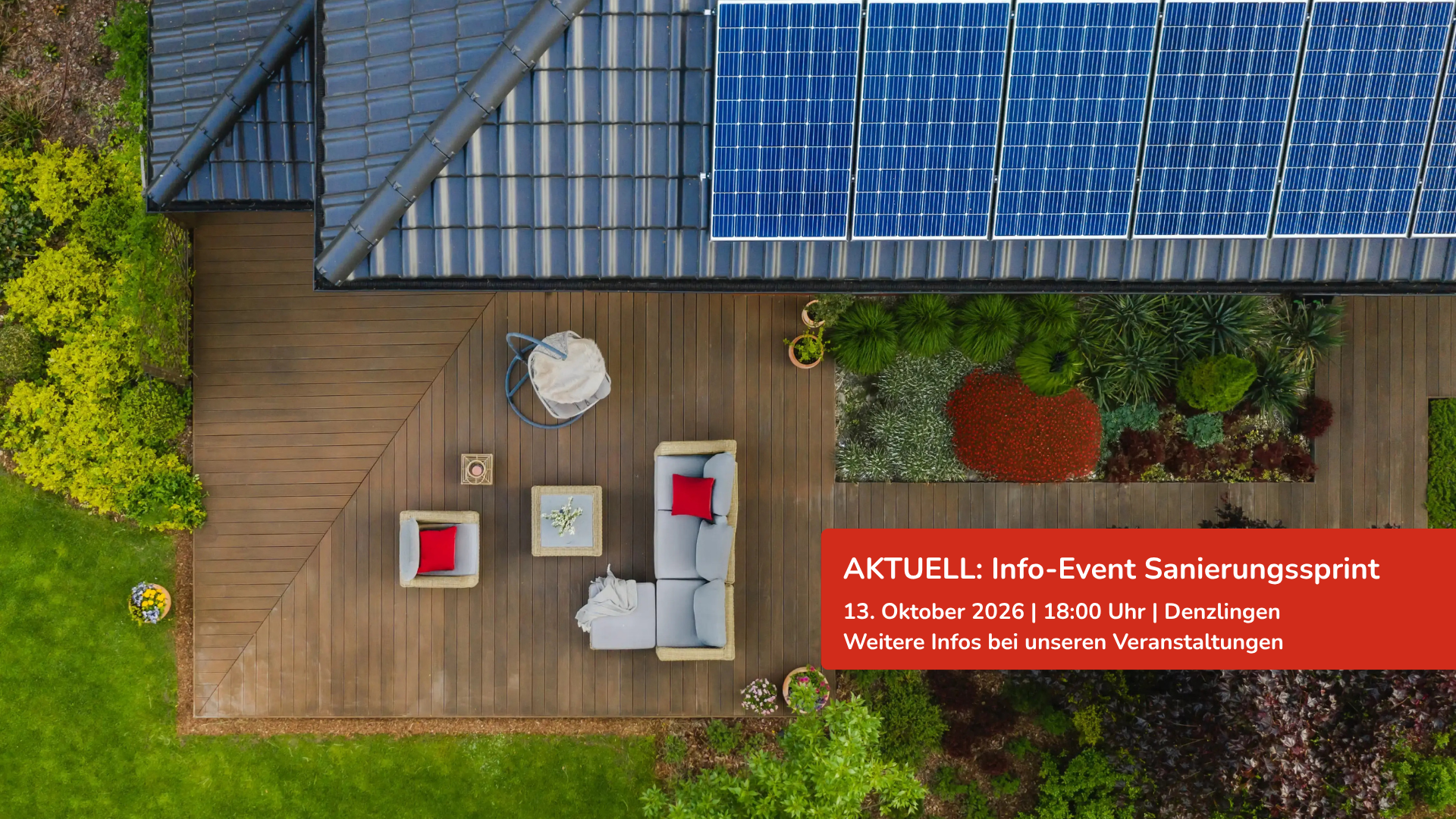 Saniertes Gebäude mit Solaranlage